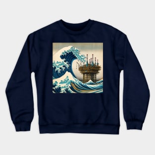 Kanagawa Offshore Platform - Oil & Gas Industry Inspired Wave Off Kanagawa Crewneck Sweatshirt